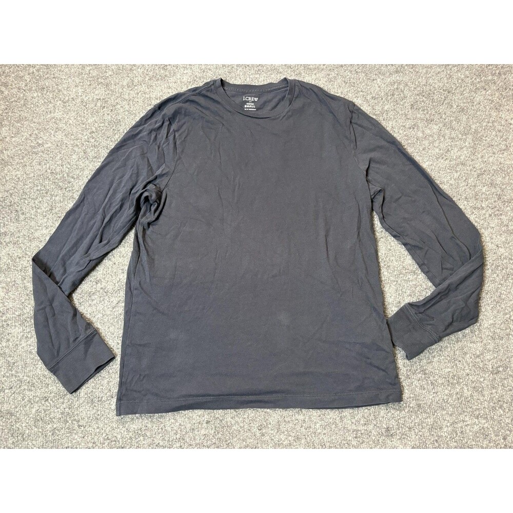 J.CREW Shirt Mens S Blue Long Sleeve Crew Neck Washed Tagless Cotton Jersey Tee